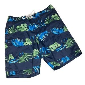 •HOLLISTER•BLUE PALM TREE LEAVES SWIM TRUNKS IN SIZE MEDIUM EUC